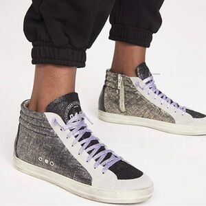 P448 Leather Metallic High Top Sneaker